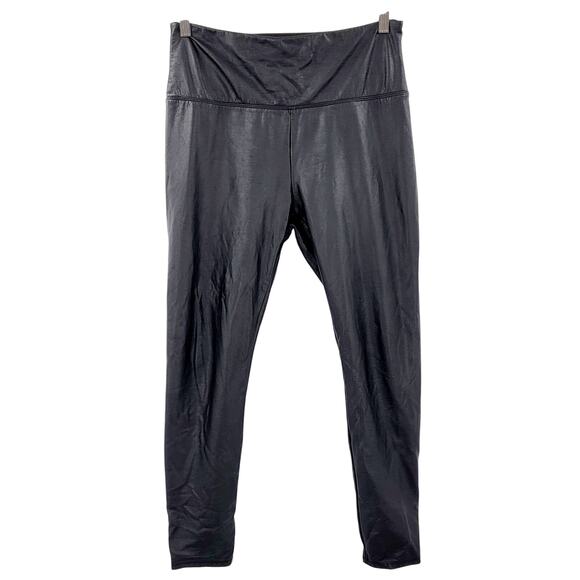 Lyssé Black Faux Leather Pull-on High Waisted Leggings Women's Size Large - Picture 1 of 5